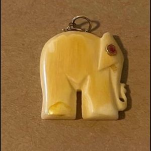 Vintage Genuine Ivory Elephant Pendant Charm
